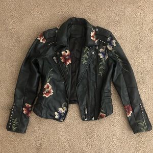 Embroidered Leather BlankNYC Jacket